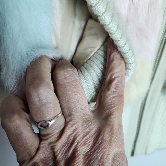 bebe rare rainbow multicolor rabbit fur coat sz S preppy Y2K lined - Picture 3 of 13